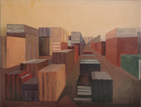 El paraiso sobre los tejados, 1990. Acrílico 130 x 162 cm